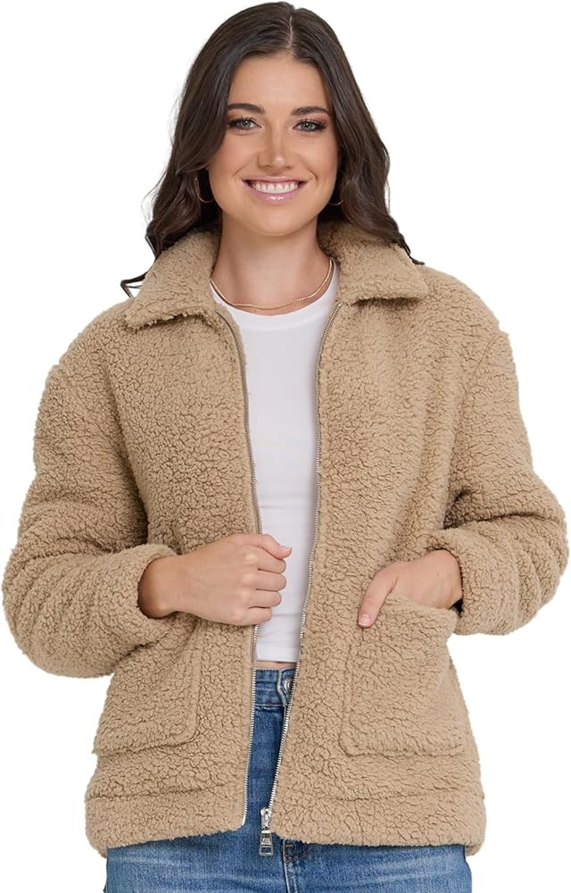 Steve Madden Sherpa Jacket Women - Oversized Faux Fur Winter Coats for Women, Shearling Fleece Pl... | Amazon (US)