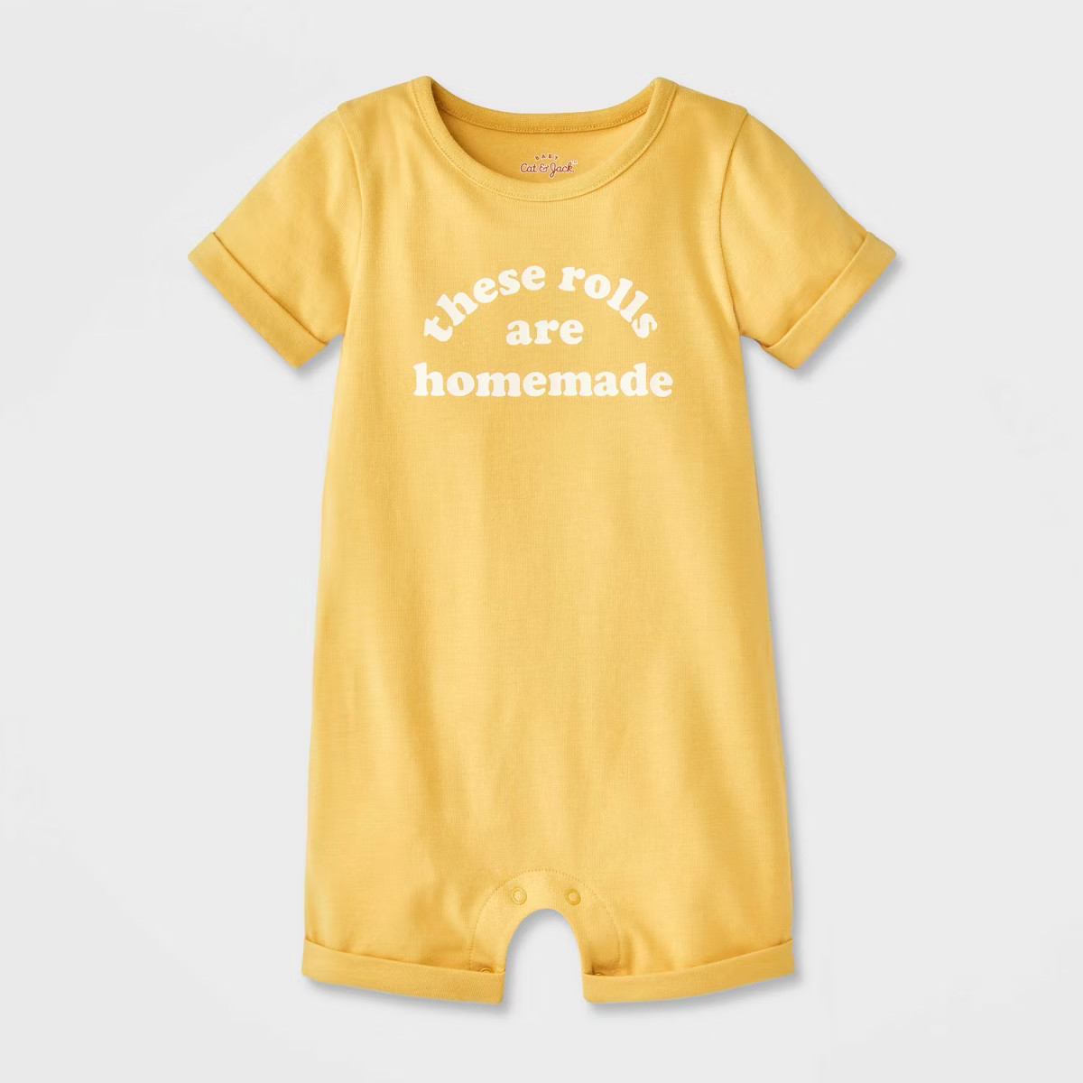 Baby These Rolls Are Homemade Short Sleeve Romper - Cat & Jack™ Yellow | Target