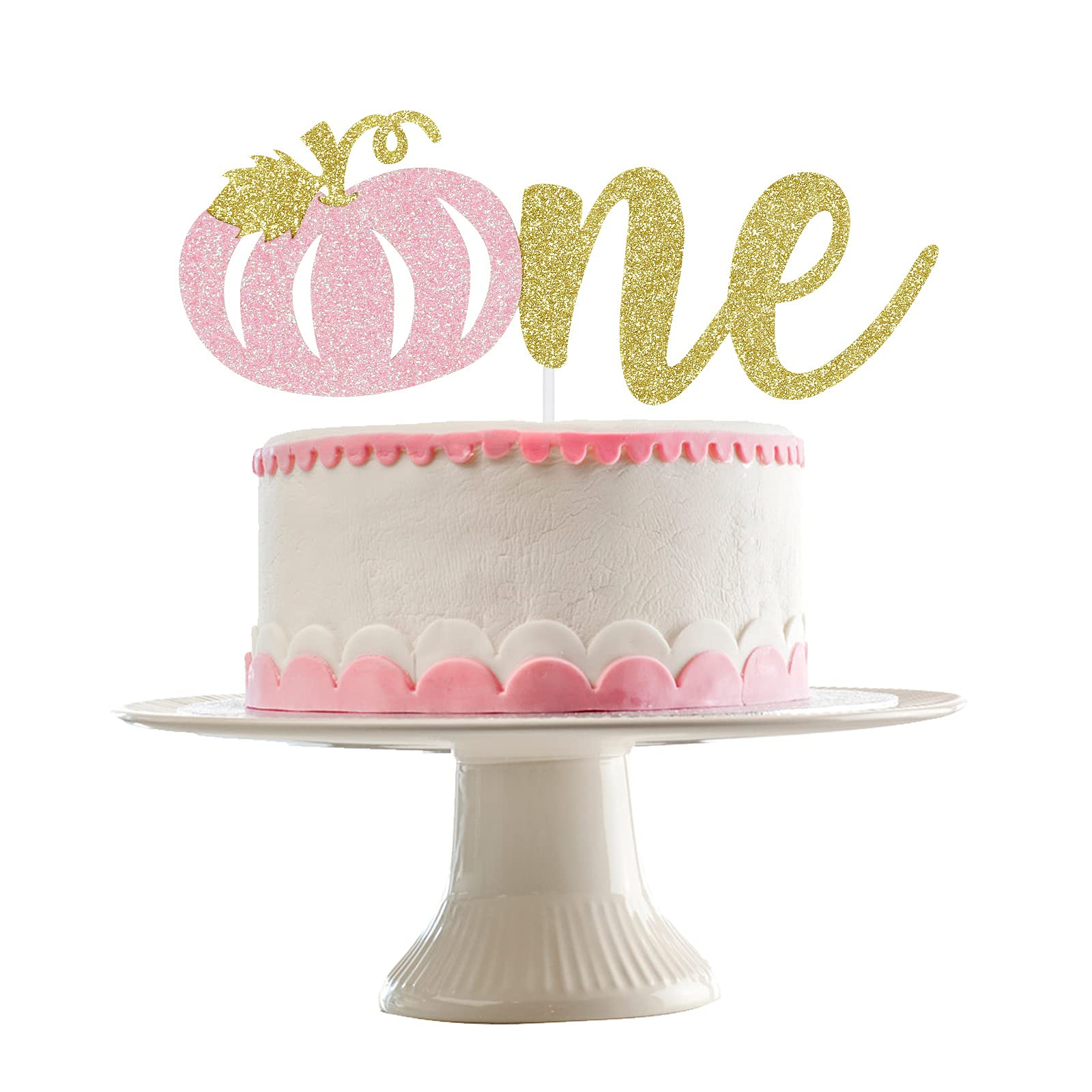 Pink and Gold Pumpkin One Cake Topper Little Pumpkin 1st Birthday Cake Topper for Pumpkin 1st Bir... | Amazon (US)
