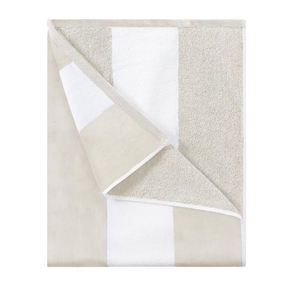 Cotton Oversized Beach Towel - Large 70 x 35 Inch Pool Towel, Chiffon Striped Quick Dry Swimming ... | Amazon (US)