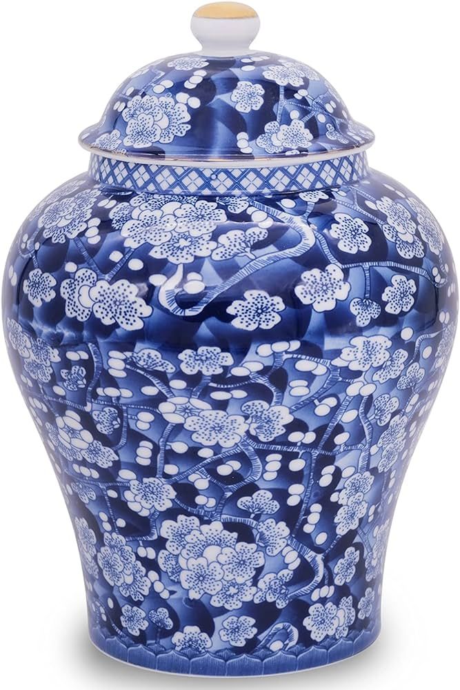 Ginger Jar with Lid Mandarin Blue and White Porcelain Plum Blossom, Decorative Ceramic Bud Vase f... | Amazon (US)