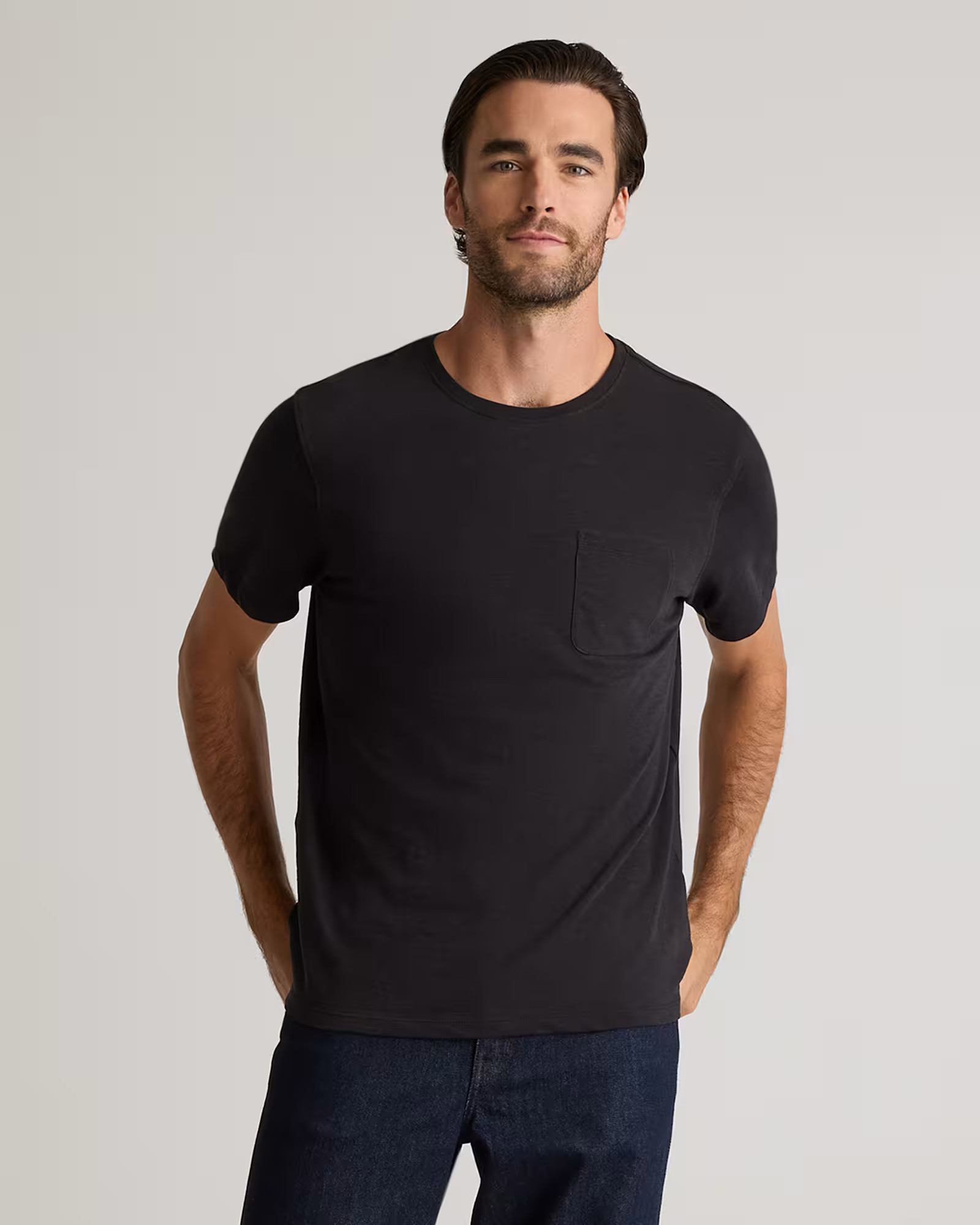 100% Organic Cotton Slub Pocket Tee in Bold Black | Quince