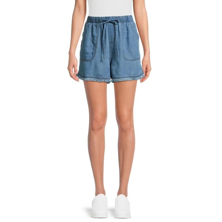 Time and Tru Women's Fray Hem Shorts, 5" Inseam, Sizes XS-XXXL - Walmart.com | Walmart (US)