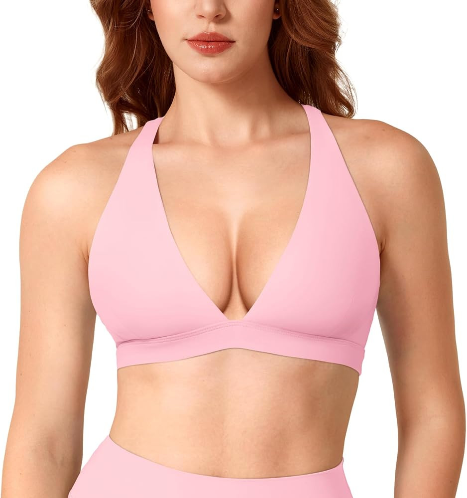 YEOREO CoreFlex Sports Bras for Women Deep V Neck Criss Cross Bra Padded Low Impact Workout Gym C... | Amazon (US)