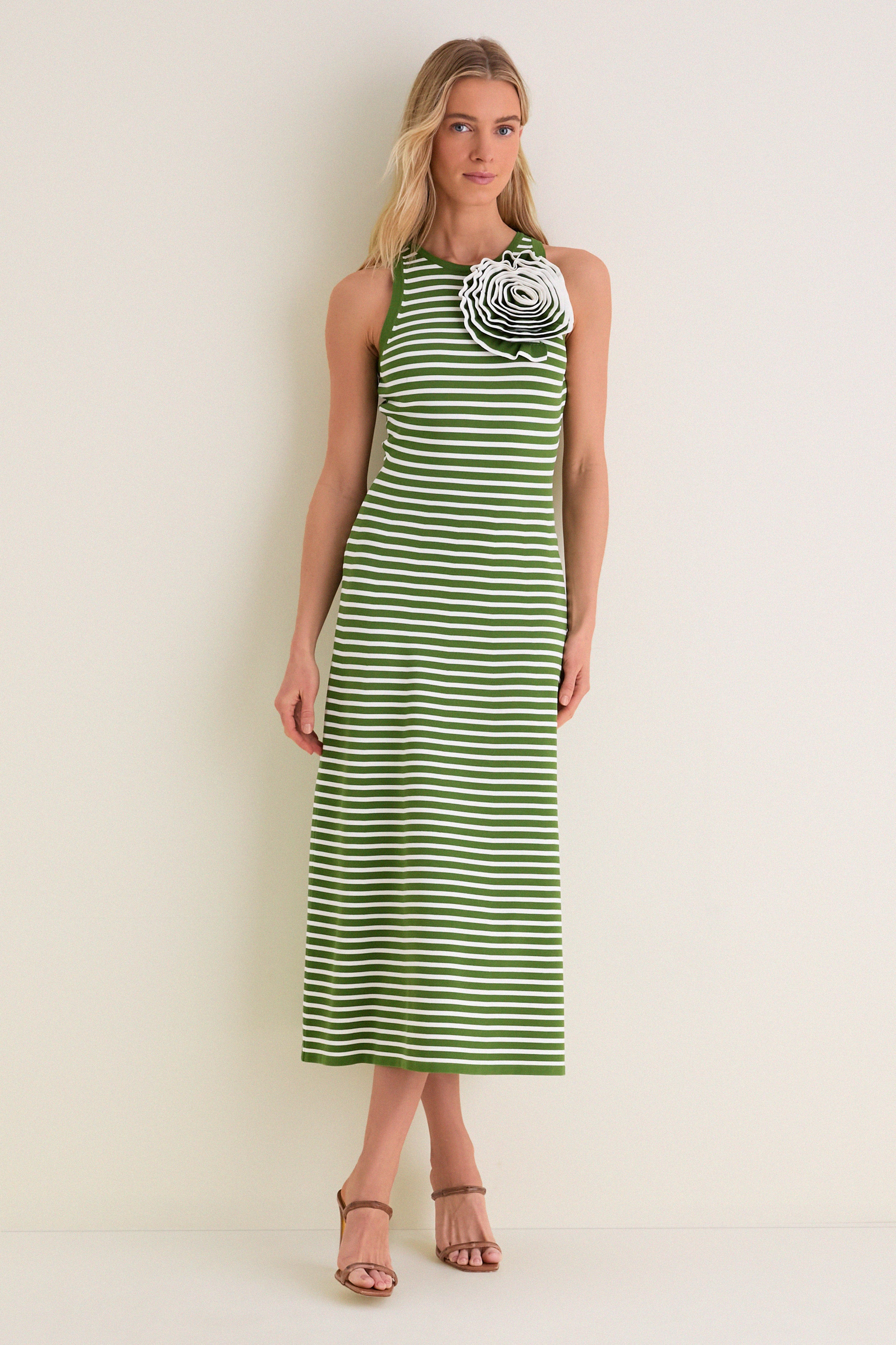 Cactus Multi Rose Detail Knit Halter Dress | Tuckernuck (US)