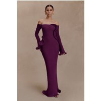 Sandrine Off Shoulder Knit Maxi Dress - Plum I MESHKI I Size XS | MESHKI US