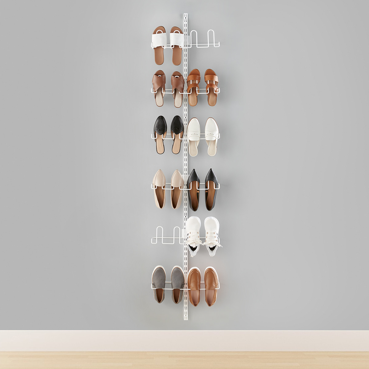 Elfa Utility Shoe Wall-Mounted Rack White | The Container Store