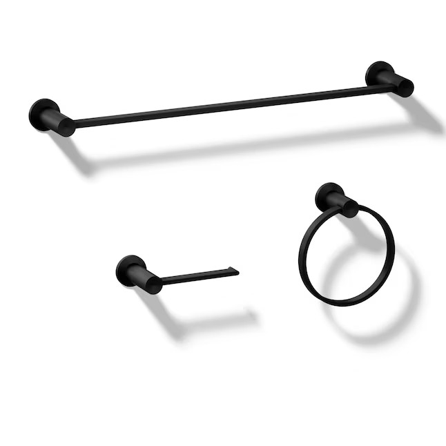 KOHLER 3 -Piece Premise Matte Black Decorative Bathroom Hardware Set Towel Bar, Toilet Paper Hold... | Lowe's
