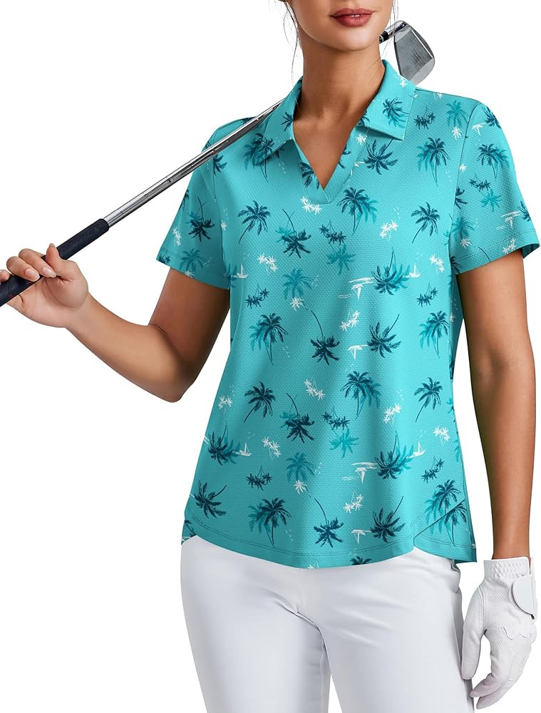 PINSPARK Womens Golf Shirt Short Sleeve Polo Shirts UPF 50+ Tennis Top V-Neck Workout Tops Collar... | Amazon (US)