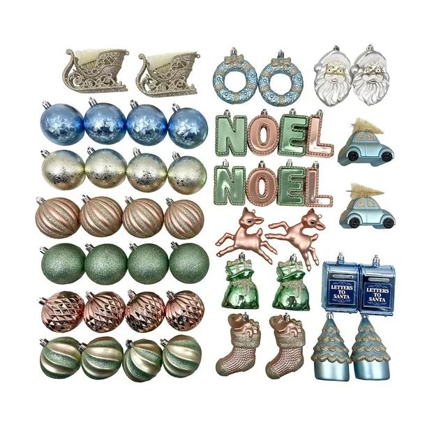Holiday Time 50-Count Iconic Symbols of Christmas Shatterproof Christmas Ornaments, Champagne/Gre... | Walmart (CA)