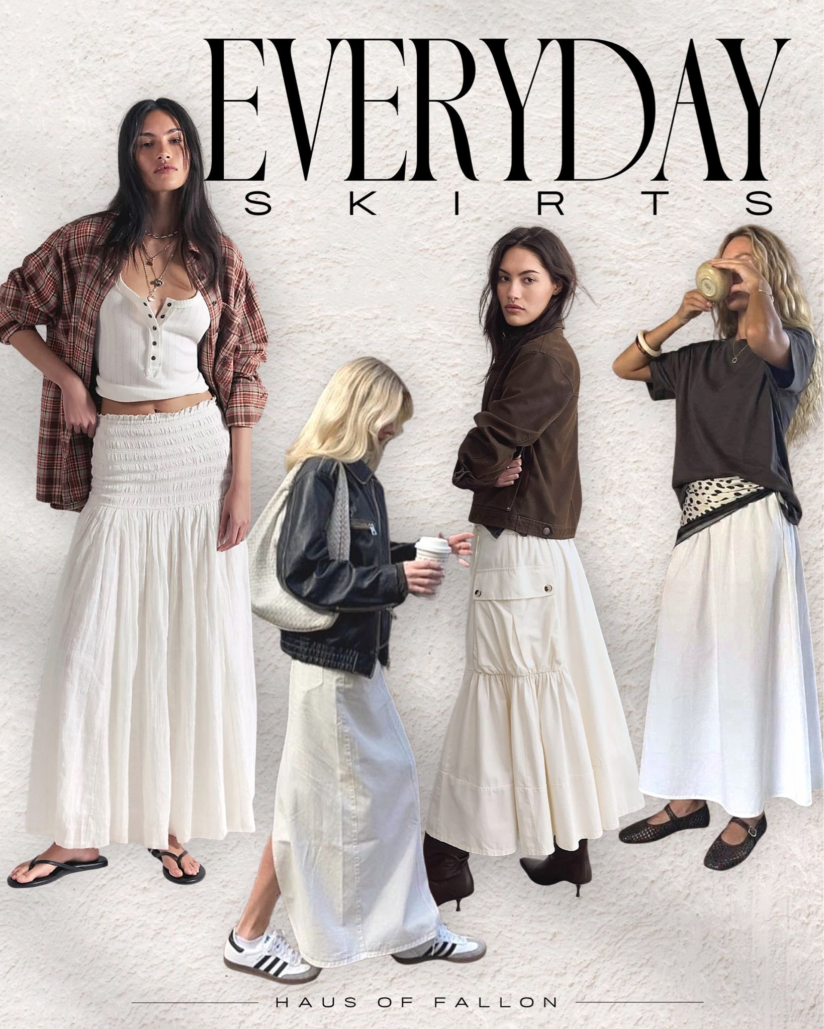 EVERYDAY SKIRTS

The everyday skirt outfits I’m saving for Fall 2026 🤎 Easy maxi + midi skirts styled with leather jackets, oversized tees, sneakers, flats and boots for that effortless, actually-wearable fall look. Linking my favorite casual skirts + similar finds for recreating these outfits.
#Fall2026 #SkirtOutfits #MaxiSkirt #MidiSkirt #FallOutfits #EverydayStyle #WomensFashion

#LTKootd #LTKSeasonal #LTKOver40