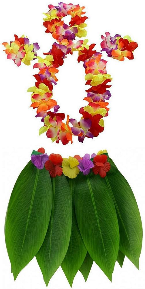AniiKiss Hula Grass Skirt Hawaiian Leaf Skirt with Large Dense Flower for for Luau Party Hawaii D... | Amazon (CA)