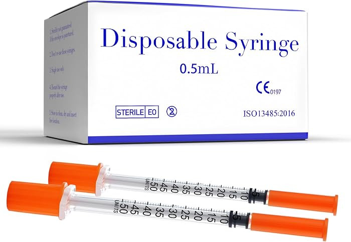 1/2cc Syringe for Lab, 100 Pack Disposable Wrapped with 31Ga 6mm/0.25in | Amazon (US)