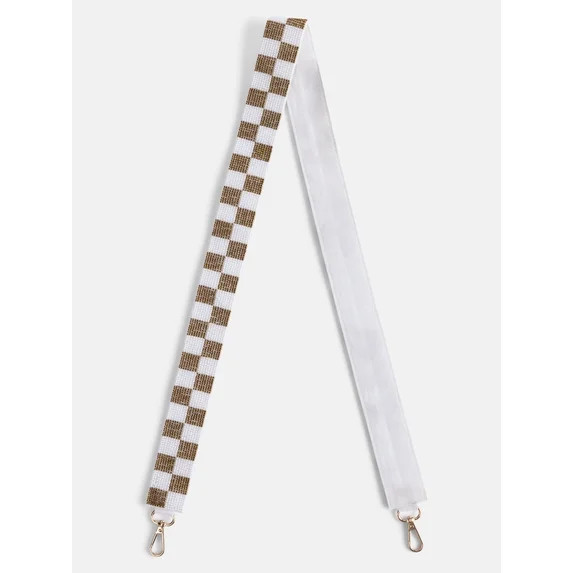No Boundaries Women's Game Day Beaded Strap, Tan & White Checkered | Walmart (US)