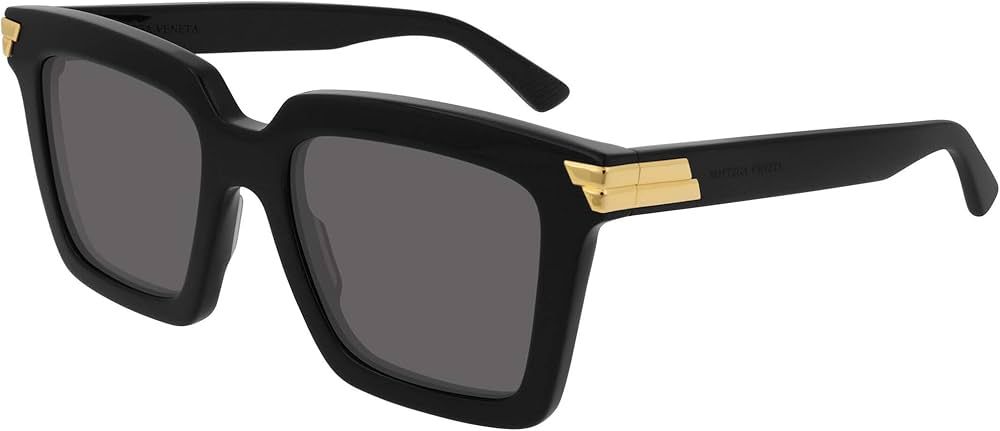 Bottega Veneta Square Sunglasses BV1005S 001 Black/Gold 53mm 1005 | Amazon (US)