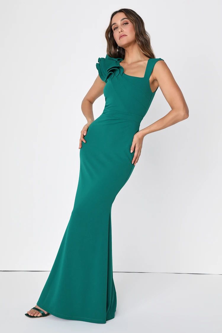 Lucette Emerald Green Sleeveless Ruffled Mermaid Maxi Dress | Lulus (US)