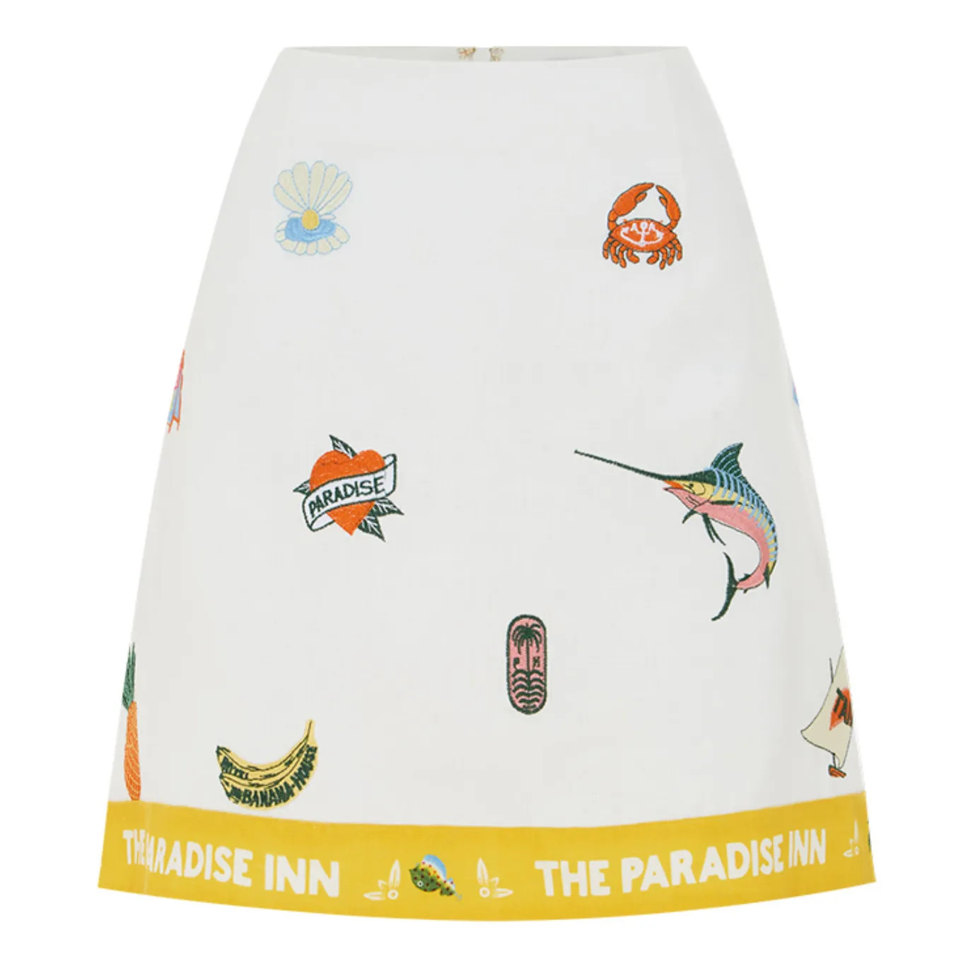 Jupe Brodée Blue Marlin Lin | Ecru | Smallable