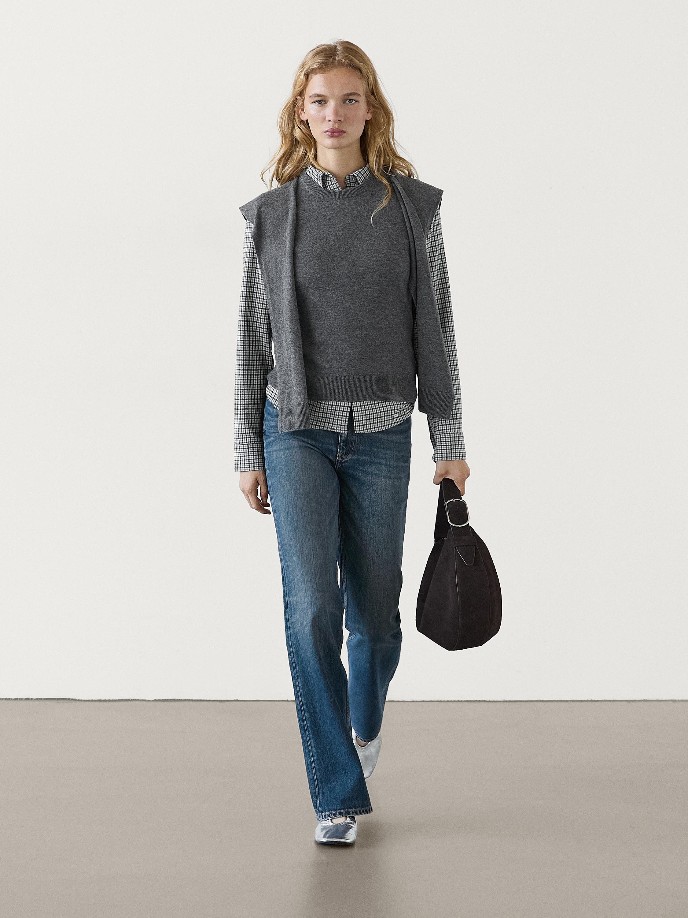 Wool blend vest with sweater | Massimo Dutti US
