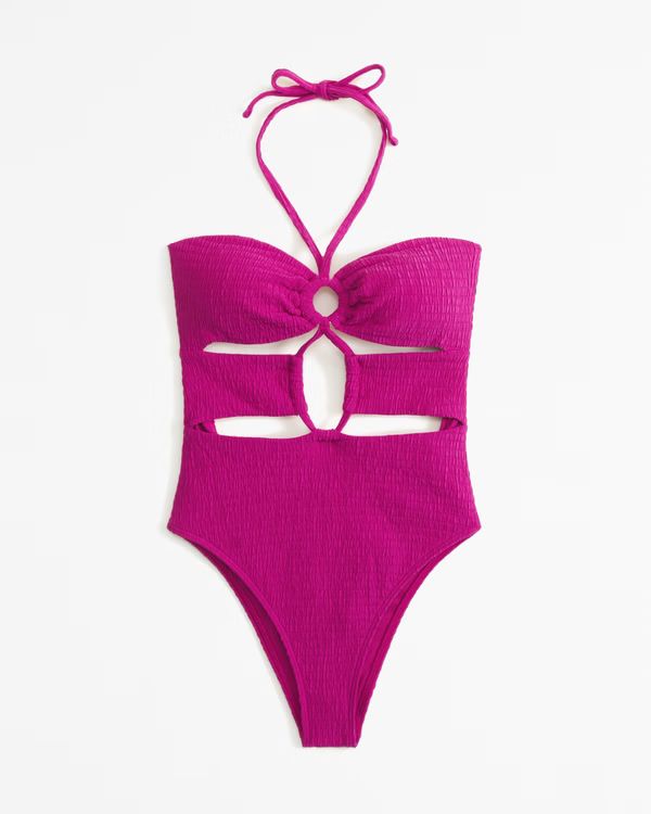 Women's Halter O-Ring One-Piece Swimsuit | Women's | Abercrombie.com | Abercrombie & Fitch (US)