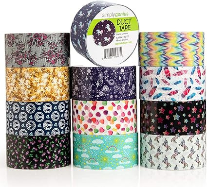 Simply Genius (12 Pack) Patterned and Colored Duct Tape Variety Pack Tape Rolls Craft Supplies fo... | Amazon (US)