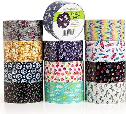 Simply Genius (12 Pack) Patterned and Colored Duct Tape Variety Pack Tape Rolls Craft Supplies fo... | Amazon (US)
