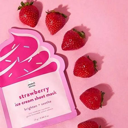 Peach Slices-Strawberry Ice Cream Sheet Mask-Brighten&Soothe-0.84 fl.oz. | Walmart (US)