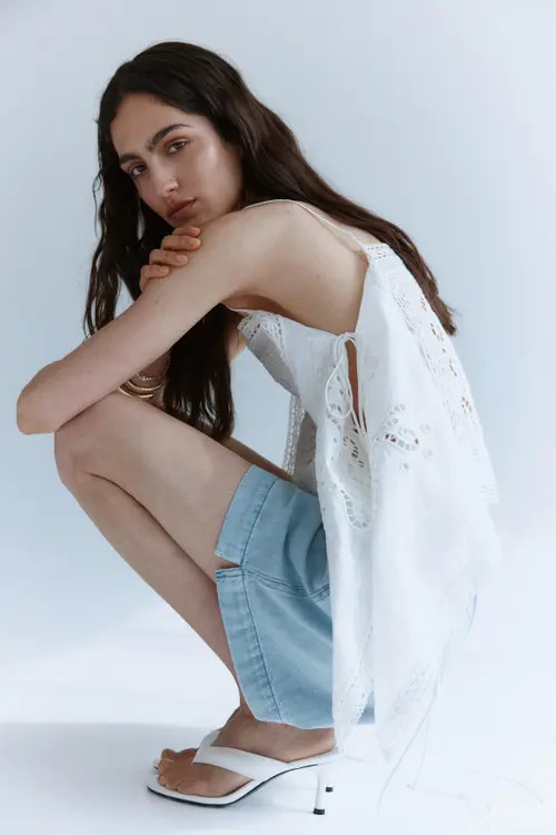 H&M Denim Pull-on Shorts in Light Denim Blue at Nordstrom, Size Medium | Nordstrom