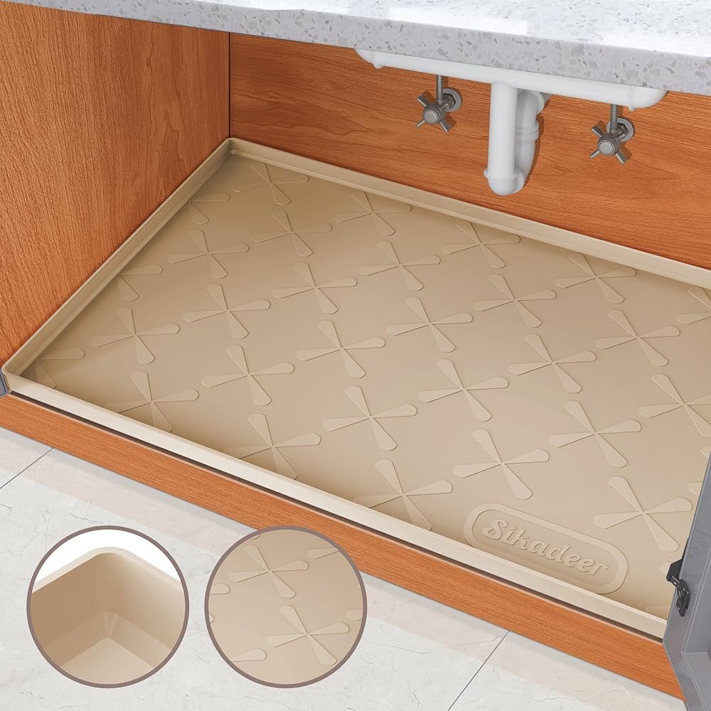 Under Sink Mat for Kitchen Waterproof, 34" x 22" Silicone Under Sink Liner, Up to 3.3 Gallons Liq... | Amazon (US)