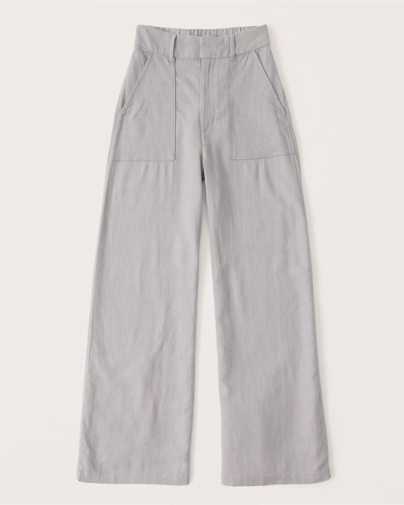 Linen-Blend Wide Leg Pants | Abercrombie & Fitch (US)