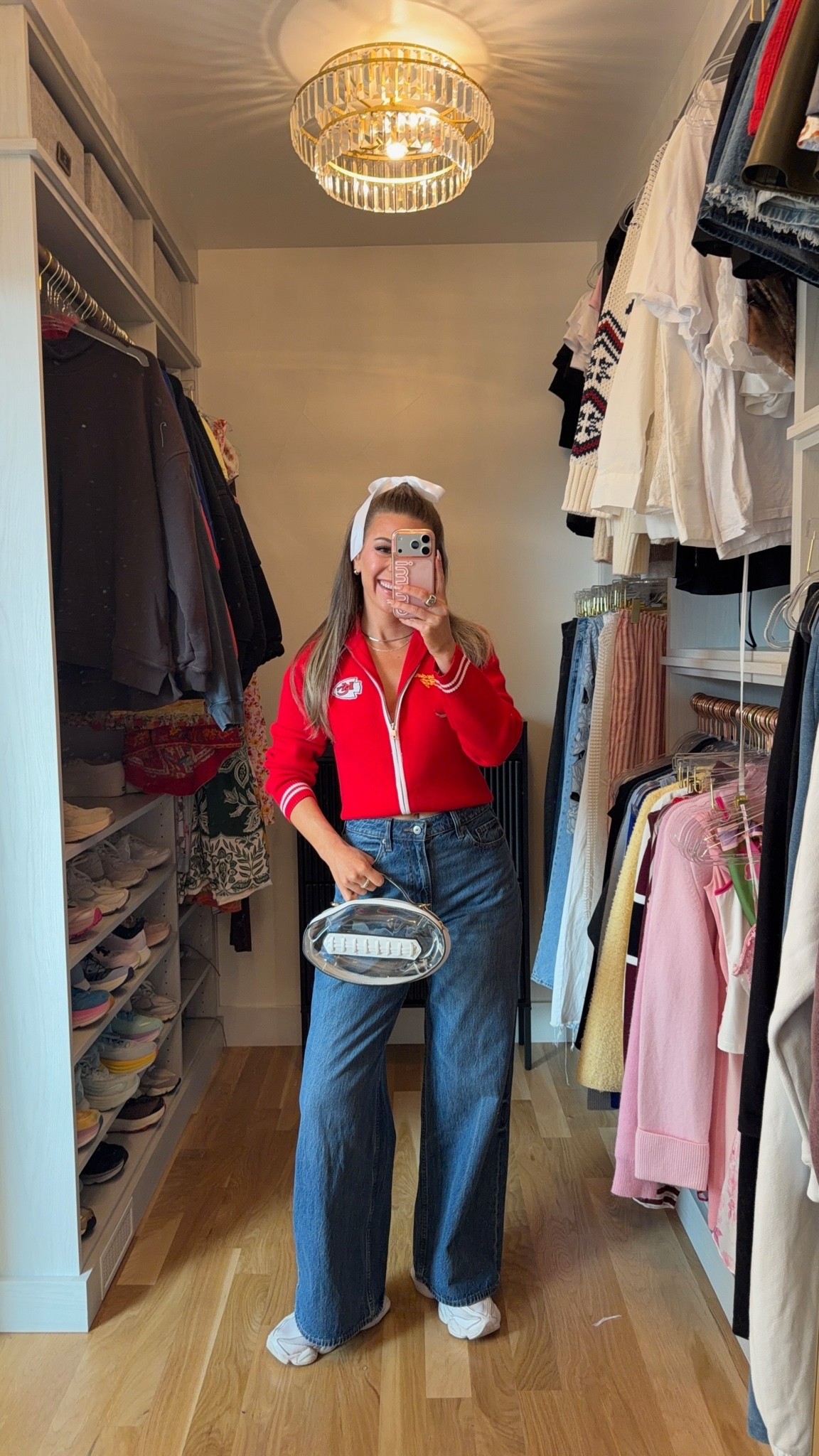 red Kansas City chiefs zip-up sweater with medium-wash wide-leg jeans up to 50% off abercrombie denim plus my stackable 15% off DENIMAF code ❤️❤️

wearing my usual 26 regular

electric picks: emerson20

denim, fall outfits, date night, game day, back to school, jeans, autumn look, summer to fall, high waisted jeans, Abercrombie jeans, denim sale

#LTKSaleAlert #LTKgrwm #LTKU