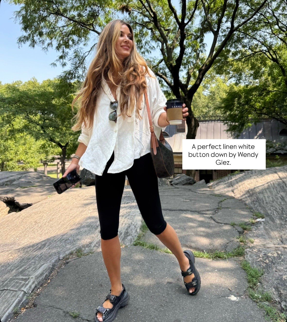 Linen Shirt: Shop Wendy Glez (linked similar) 
Capris: size medium 
Chanel Sandals: TTS
Hair: Sea Glass (use code LTK15) 
Bag: Celine 
Sunglasses: Tom Ford 
Foundation: Red Carpet shade 16
Bronzer: Sisley 
Blush: Chantecaille Joy
Lip: Laka Hazelnut Latte, Armani 503 and Hermes Rose Nashi Gloss 
Prada makeup bag linked

#LTKdayinmylife #LTKTravel #LTKBeauty
