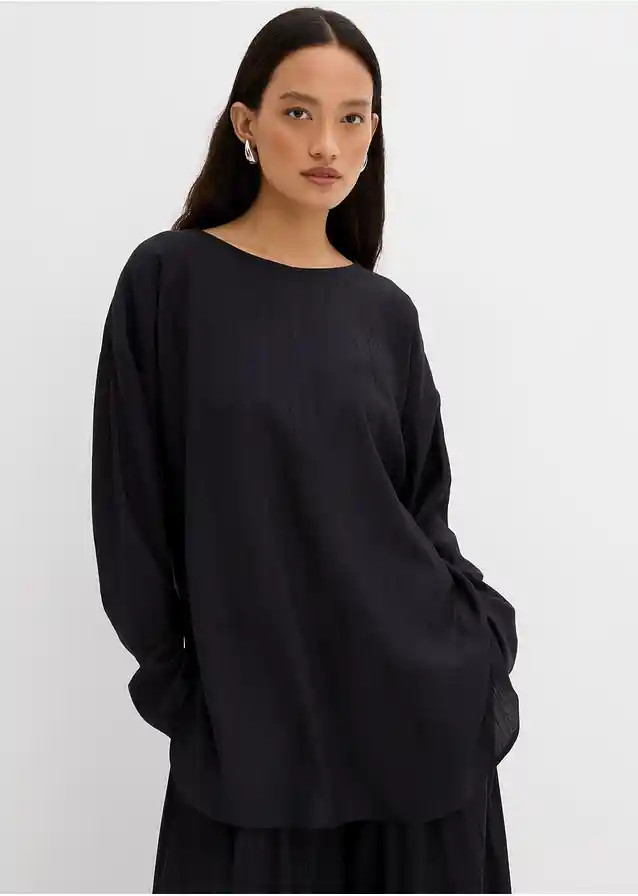 Oversized Tunikabluse aus strukturiertem Crinkle-Viskose-Mix | Bonprix DE