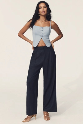 Lioness Petite La Quinta Linen Blend Pleated Pants | Anthropologie (US)
