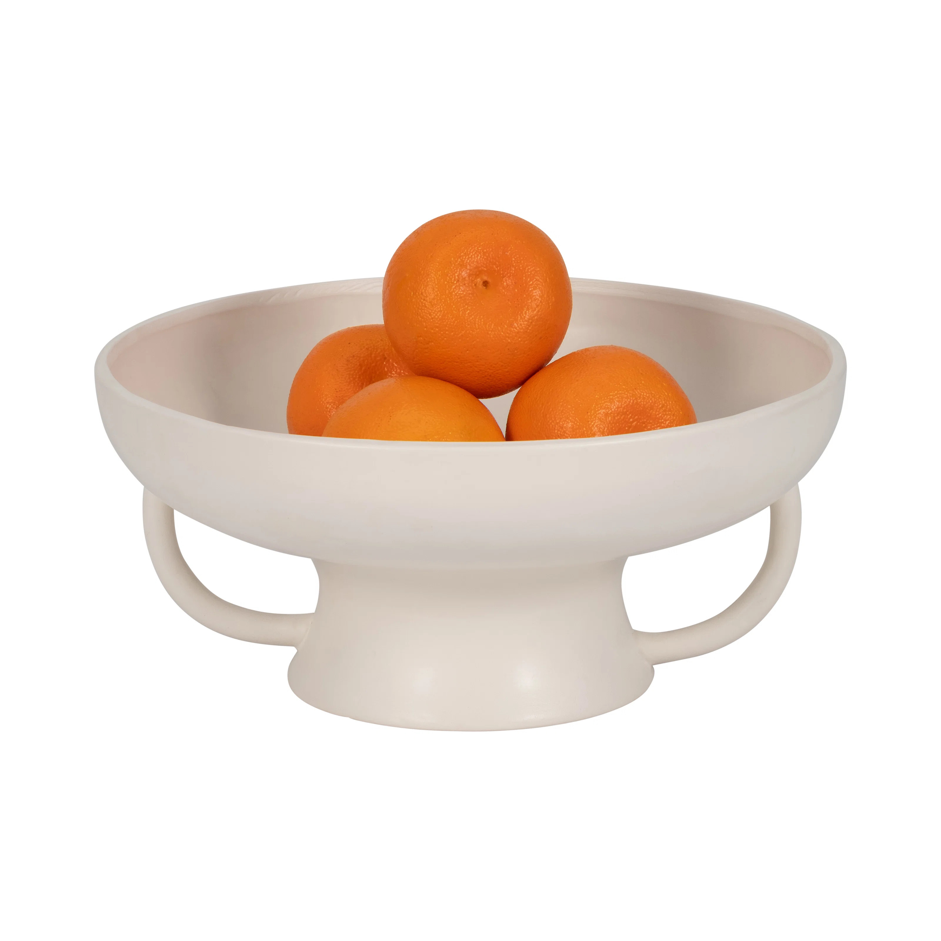 Sagebrook Home Ceramic 12" Bowl With Handles on Stand - Elegant Cotton | Wayfair North America