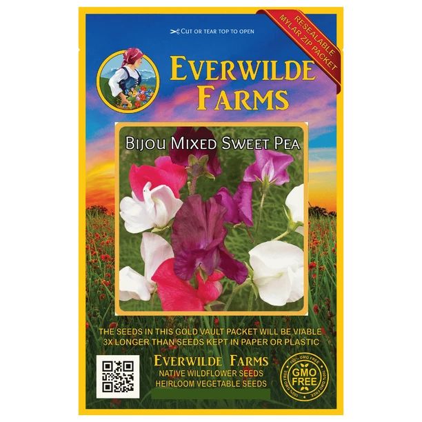 Everwilde Farms - 50 Bijou Mixed Sweet Pea Garden Flower Seeds - Gold Vault Jumbo Bulk Seed Packe... | Walmart (US)