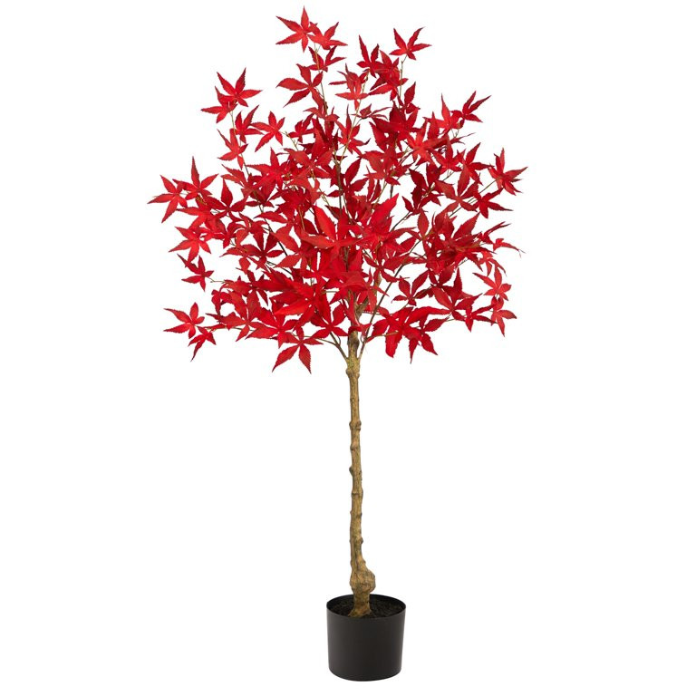Nearly Natural 4' Autumn Maple Artificial Fall Tree | Walmart (US)