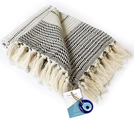 Luxury Fringe Throw Blanket Decorative Lightweight 100% Cotton |40”x71”| for Chair Couch, Boh... | Amazon (US)