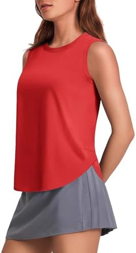 PINSPARK Workout Tank Tops Woman UPF 50+ Yoga Tanks Quick Dry Sleeveless Gym Shirts with Side Sli... | Amazon (US)