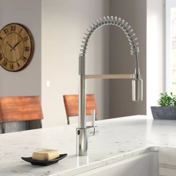5923EWSRS Moen Align MotionSense Wave Single Handle Spring Pulldown Kitchen Faucet with Power Cle... | Wayfair North America