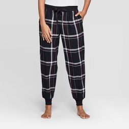 Women's Plaid Perfectly Cozy Flannel Pajama Pants - Stars Above™ Black | Target
