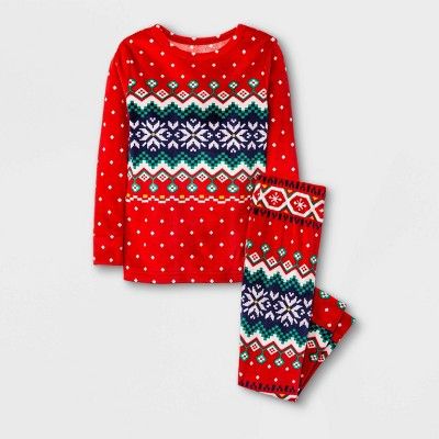 Toddler Boys' Snowflake Tight Fit Pajama Set - Cat & Jack™ Red | Target