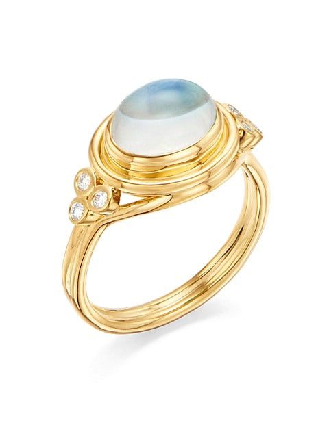 Classic 18K Gold, Diamond & Blue Moonstone Temple Ring | Saks Fifth Avenue