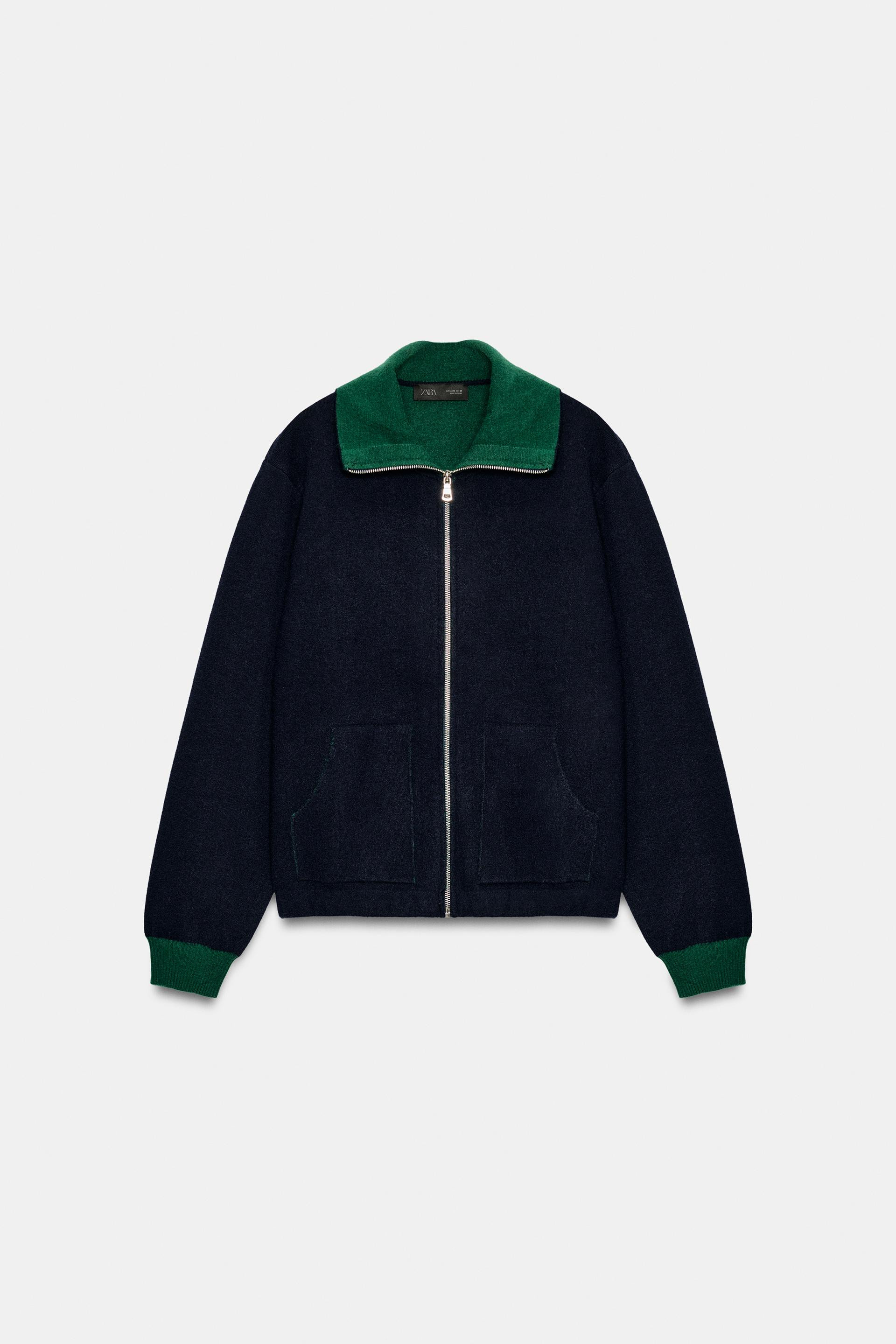 Zara - Zip-Up Knit Cardigan - Navy Blue - S - Woman | Zara UK