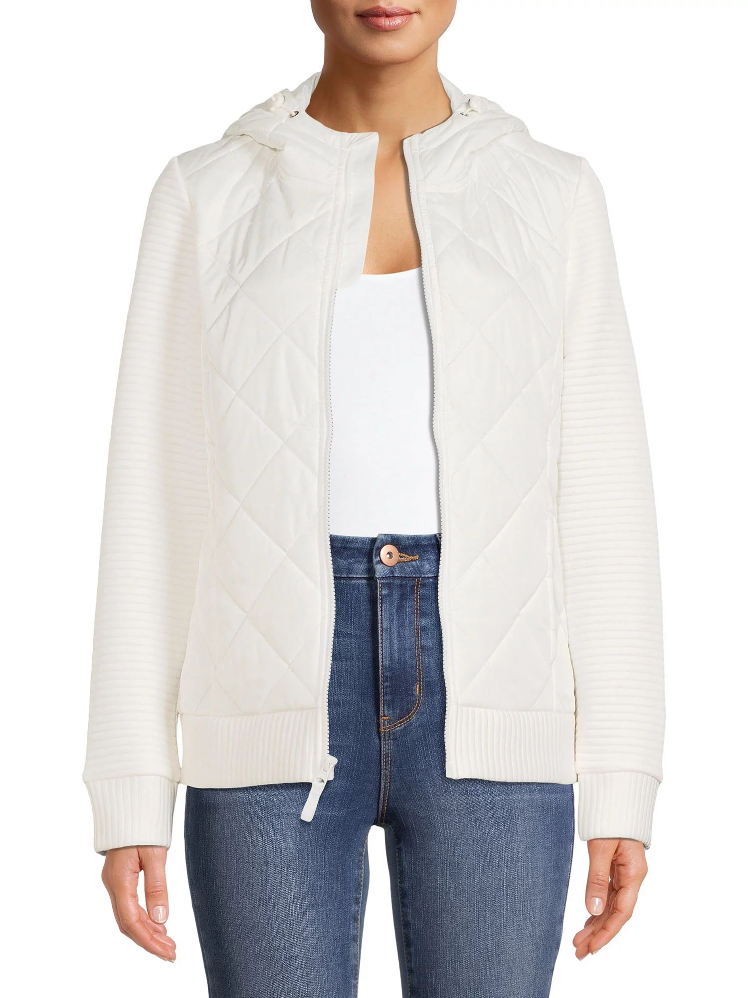 Time and Tru Women's and Women's Plus Quilted Ottoman Jacket - Walmart.com | Walmart (US)