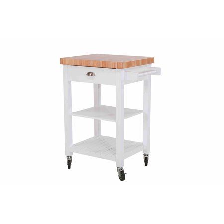 SJ Collection Bedford Kitchen Cart on Wheels, Rolling Island Cart with Drawer and Storage, Wood T... | Walmart (US)