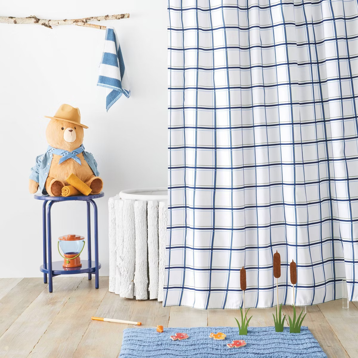 Plaid Kids' Shower Curtain Blue - Pillowfort™ | Target