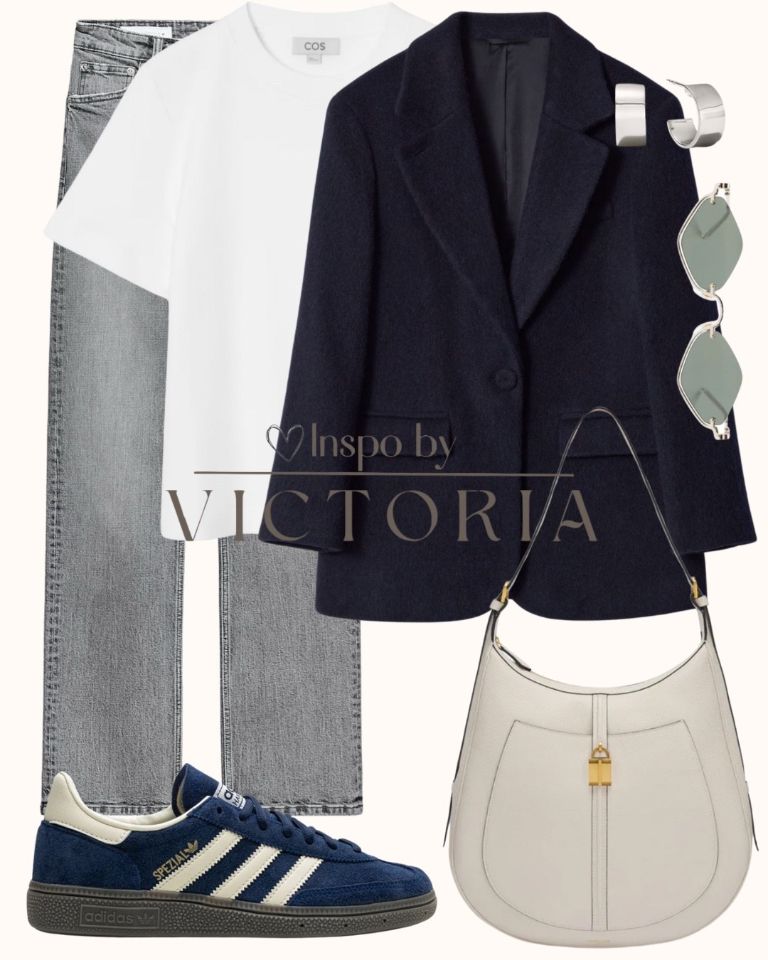 Clean lines, classic layers, and a pop of navy: A navy blazer, crisp tee, and relaxed denim paired with Adidas sneakers + a structured bag = the perfect balance of casual & polished.
Shop the look & elevate your everyday style 🤍
LTKStyle #OOTDInspo #SmartCasual

#LTKItBag #LTKStyleTip #LTKSeasonal