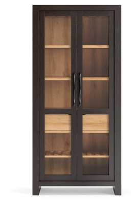 Ashley Luxe Bracken Display Cabinet, French Black/Light Brown | Ashley Homestore