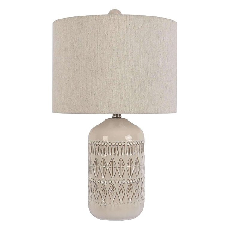 24" High Ceramic Table Lamp with Natural Fabric Shade, Neutral (Set of 2) | Walmart (US)