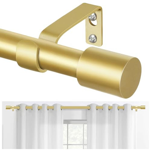 TONIAL Gold Curtain Rods 32 to 58 Inch(2.6 to 4.8 ft), Adjustable Splicing Window Curtains rod, 3/4 Drapery Rods for Windows 20 to 53 Inch, Decorative Single Rod with Modern Cap Finial | Amazon (US)